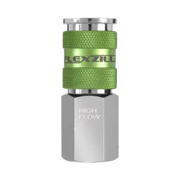 Flexzilla Pro High Flow Coupler 3/8 FNPT 1/4 Body ZillaGreen Nickel (A53616FZ)