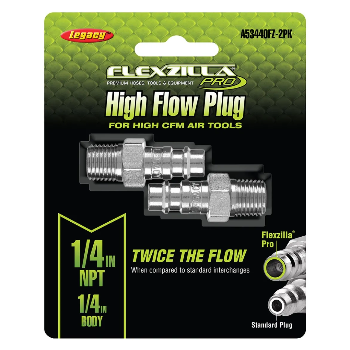 Flexzilla Pro High Flow Plug 1/4 MNPT 1/4 Body 2-Pack (A53440FZ)