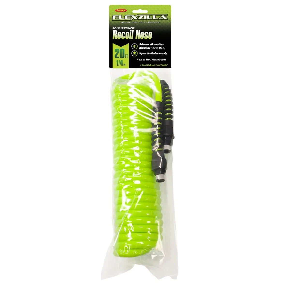 Flexzilla Recoil Air Hose 1/4" x 20' with MNPT Fittings (LP1420AFZ)