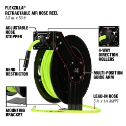 Flexzilla Retractable Air Hose Reel 3/8 in x 50 ft Hybrid (L8611FZ)