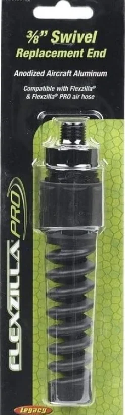 Flexzilla RP900375S 3/8” Barb x 1/4” MNPT Reusable Air Hose End with Swivel – Aluminum Fitting