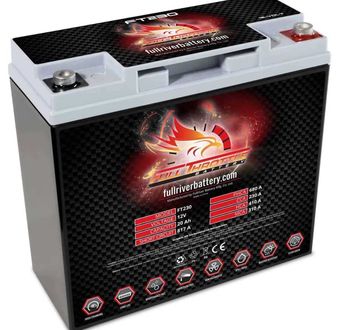 Full Throttle High-Performance AGM Battery 20Ah 230CCA (FT230)