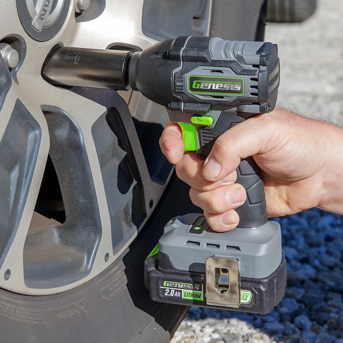 Genesis G20MAX 20V Brushless 3-Speed 1/2" Impact Wrench with 2.0Ah Battery and Quick Charger (GLIW2012BH)