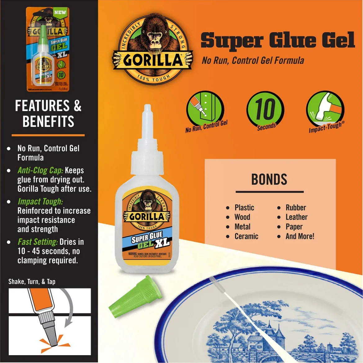 Gorilla Glue Super Glue Gel Xl, 25 Gram, Clear, (Pack Of 1) (102433)