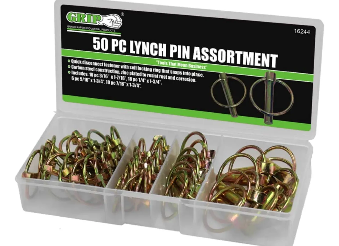 GRIP 16244 50 pc Lynch Pin Assortment - Boat, Bike, Tractor, Trailer