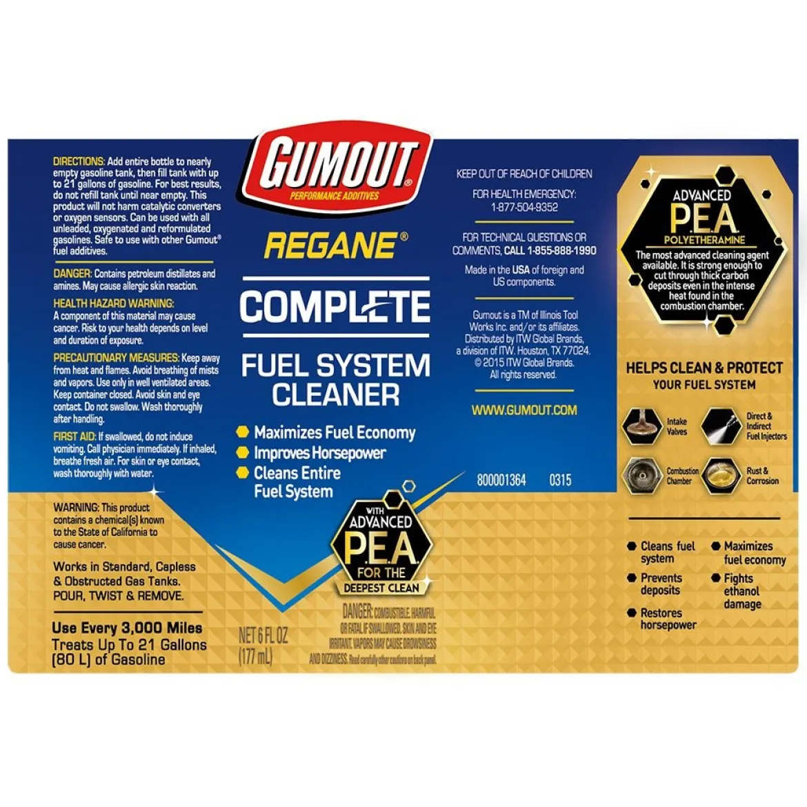 Gumout 510014 Regane Complete Fuel System Cleaner, 6 oz.