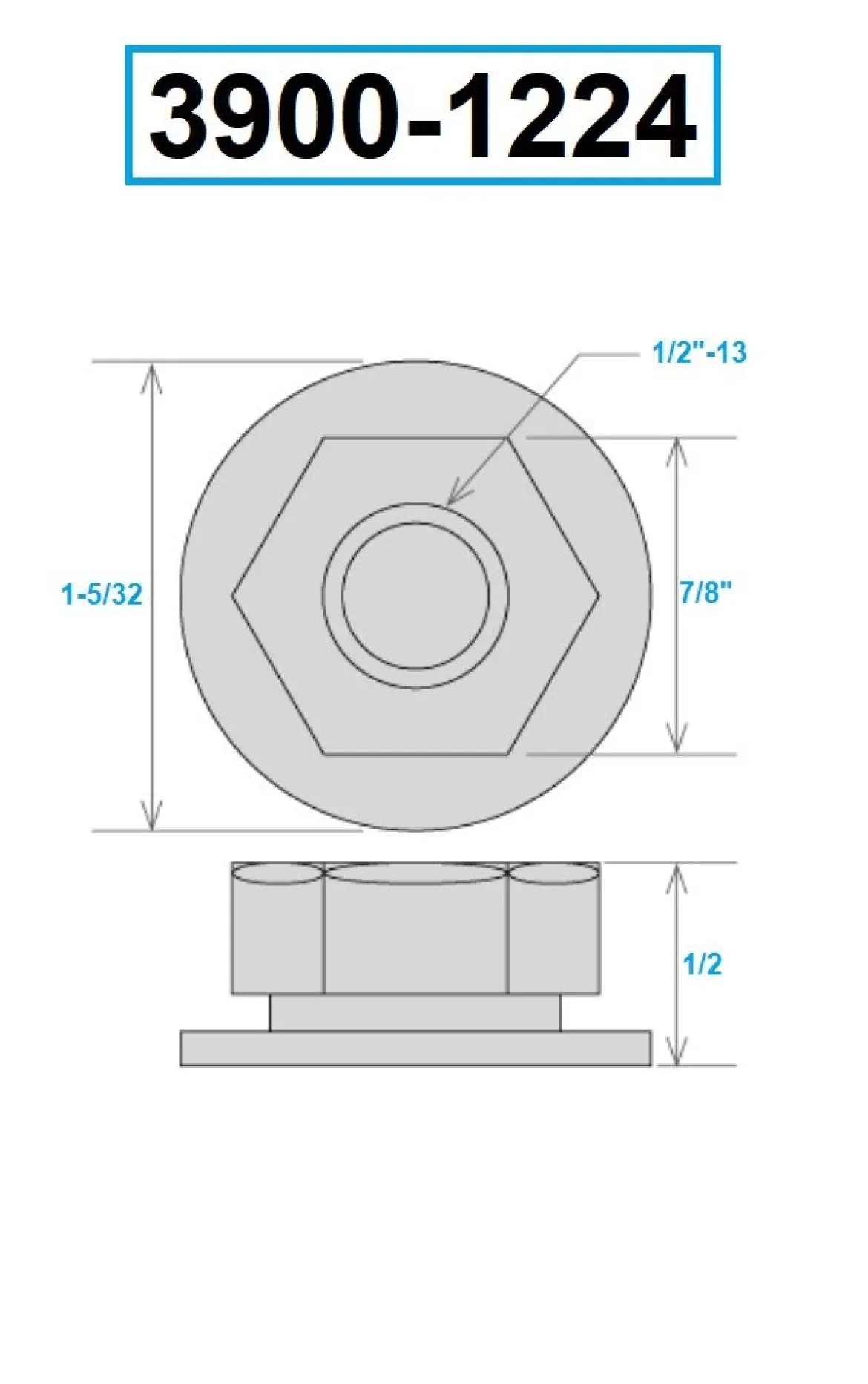 HHIP 1/2-13 FLANGED NUT (3900-1224)