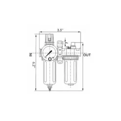 HHIP 1/8 NPT FILTER/REGULATOR/LUBRICATOR 2 PIECE UNIT (CLEAR) (7600-1765)