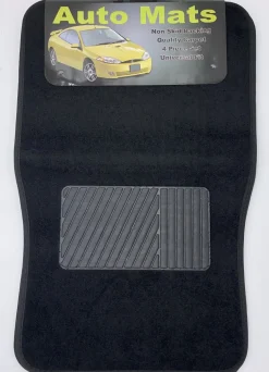 Hi-Tech Signature Plus Carpet Mat Set w/ Heel Pad Black 4 Pc (9202)