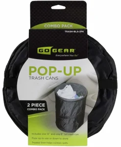 Hopkins Go Gear Pop-Up Trash Can, 2-Piece Pack (TRASH-BLA-2PK)