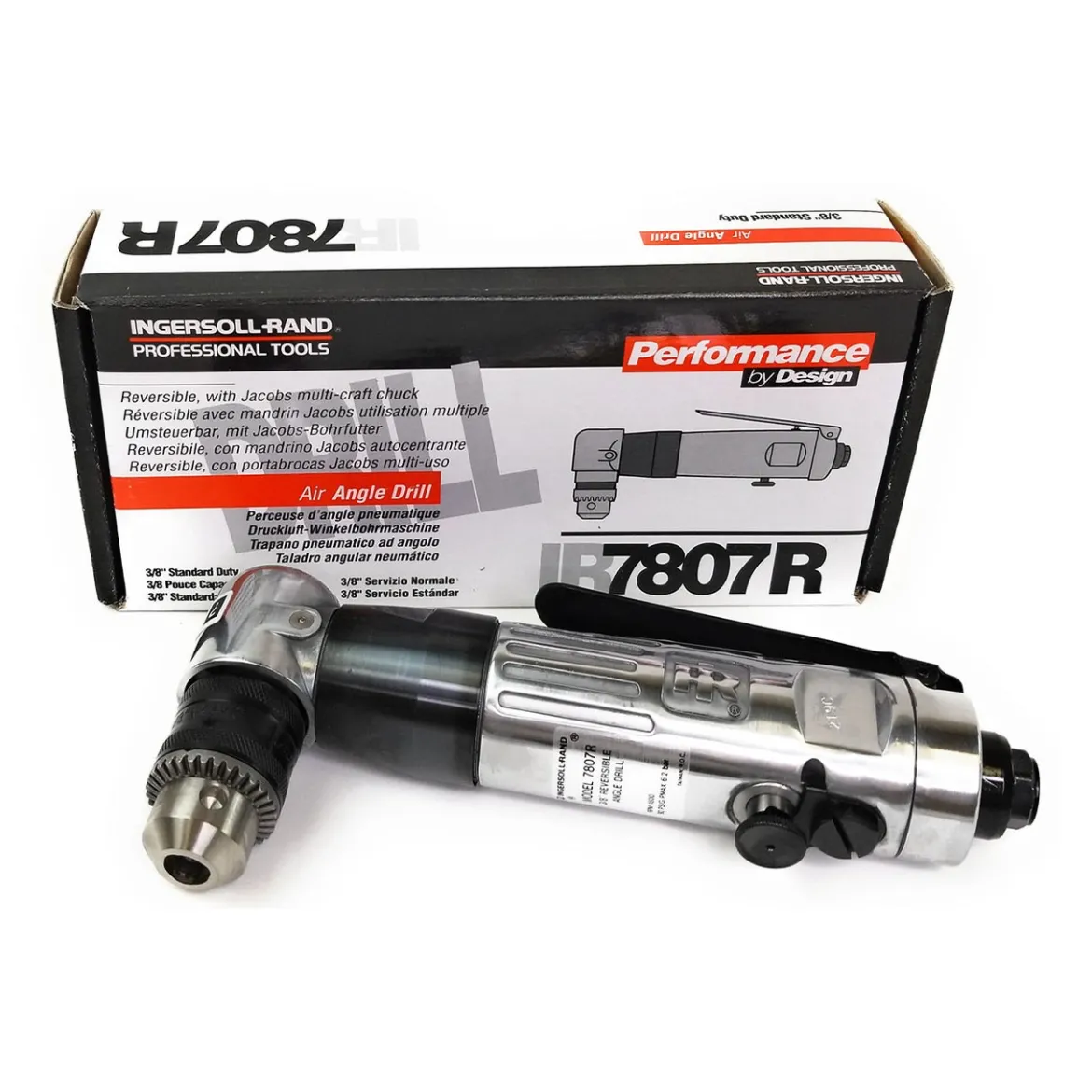 Ingersoll Rand Air Angle Drill 3/8" Chuck Reversible 1800 RPM (7807R)