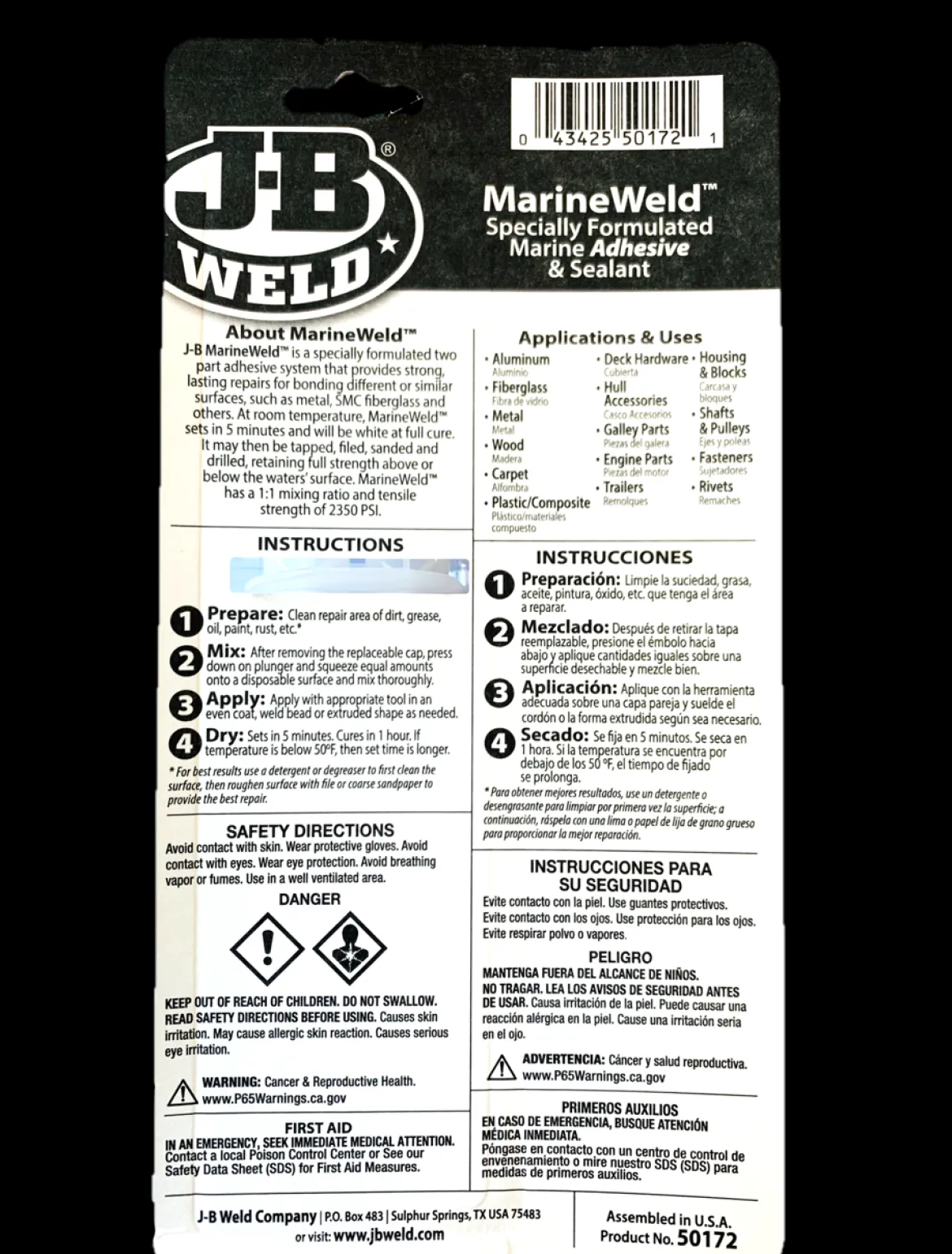 JB Weld 50172 MarineWeld Syringe Bonding Adhesive for Boats, Watercraft & More