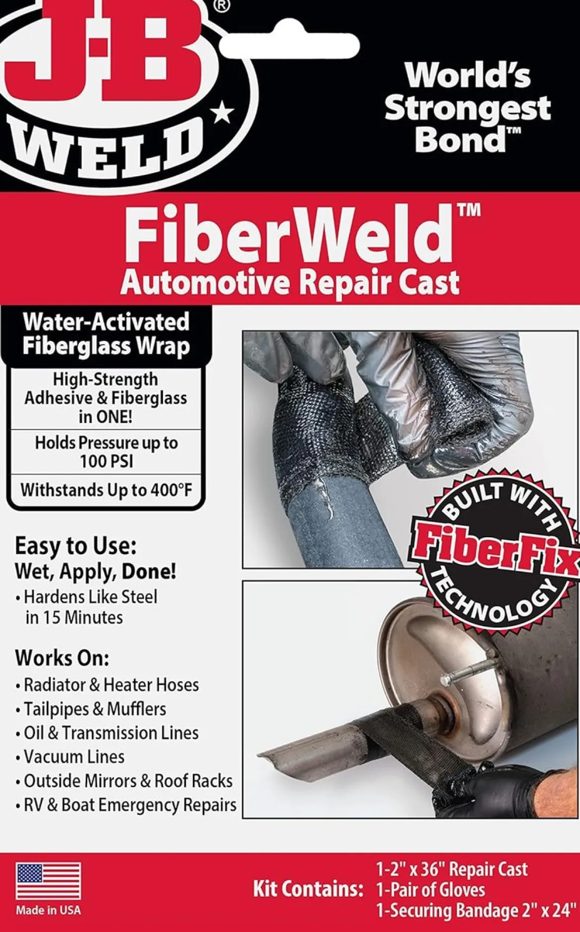 JB Weld 2" X 36" Automoitve Repair Cast, Black (38237)