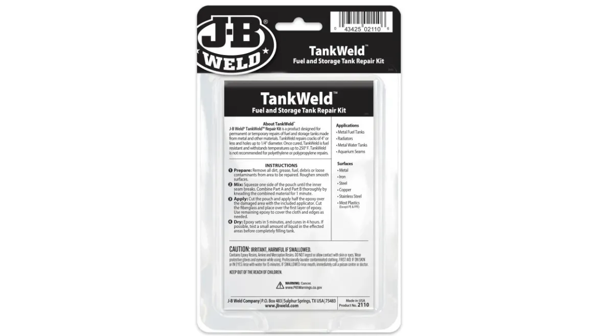 JB Weld Metal Fuel Tank Repair Kit, Gray (2110)
