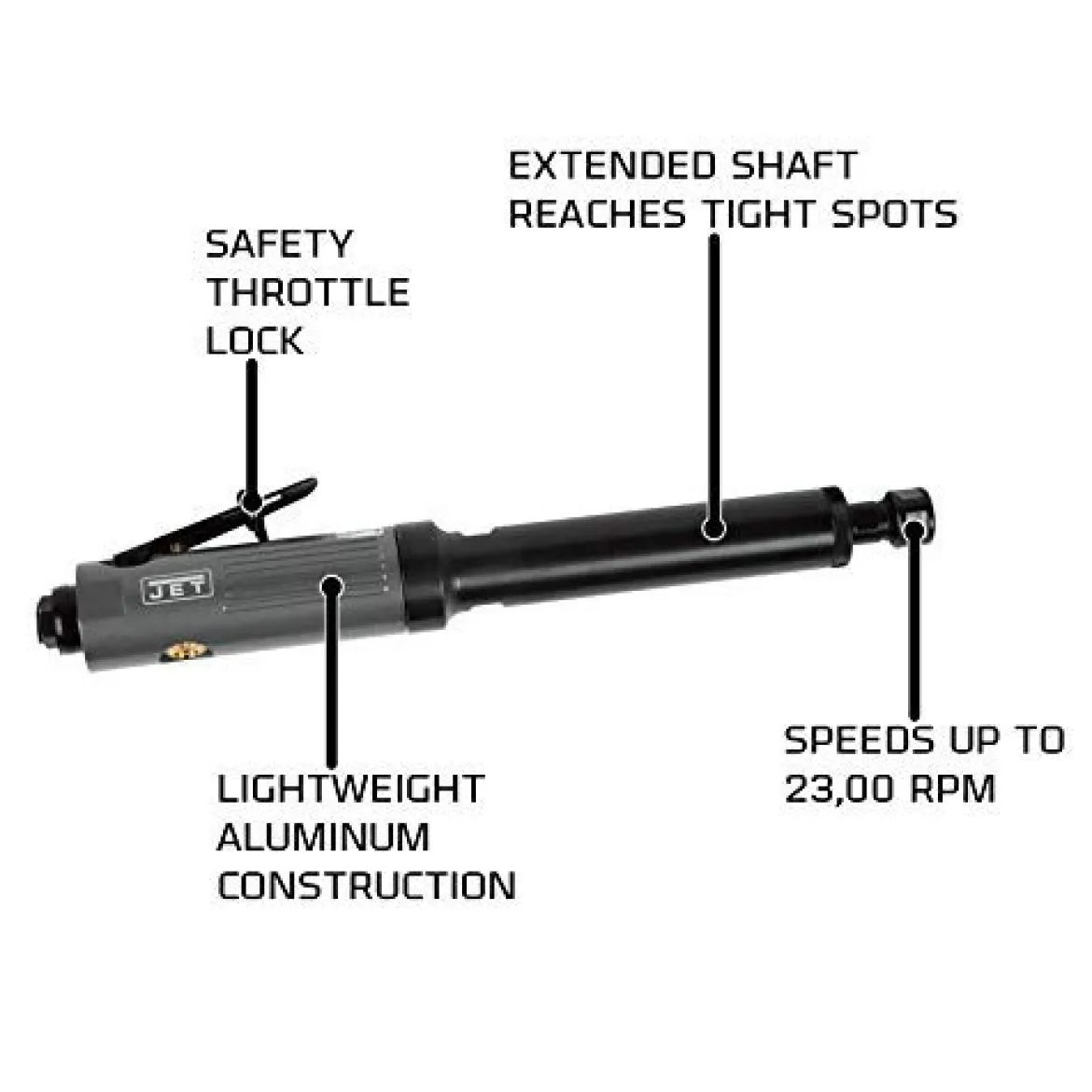 Jet JAT-402 1/2HP 1/4-Inch Extended Pneumatic Die Grinder (505402)