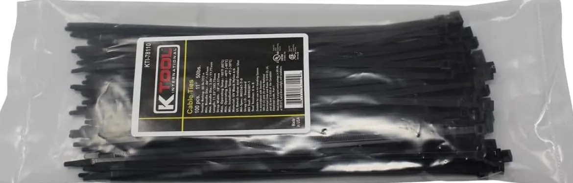 K Tool International Cable Zip Tie Black 11in 100 Pack (78110-5)