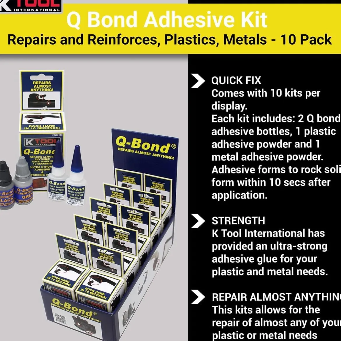 K Tool Q‑Bond Ultra Strong Adhesive Kit, 10‑Pc (90003)