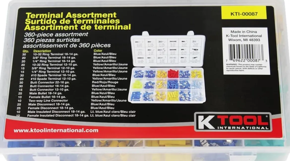 K Tool Wire Terminal Kit 360-Piece PVC Sleeve Assortment (00087)
