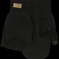 Kinco Alyeska Lined Knit Half Finger Gloves - Convertable Mitten Hood, Black, X-Large (5110-XL)