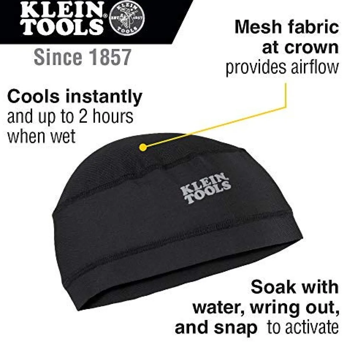 Klein Tools 60181 Cooling Helmet Liner, Under Hard Hat Cap with Mesh Fabric