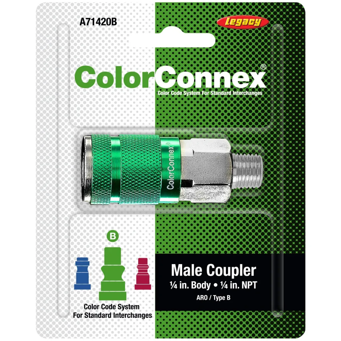 Legacy A71420B B 1/4" Green Air Coupler 1/4" MNPT