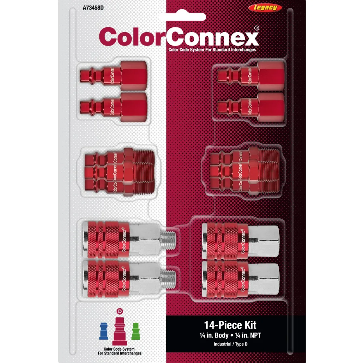 Legacy A73458D D 14Pc 1/4" Red Coupler & Plug