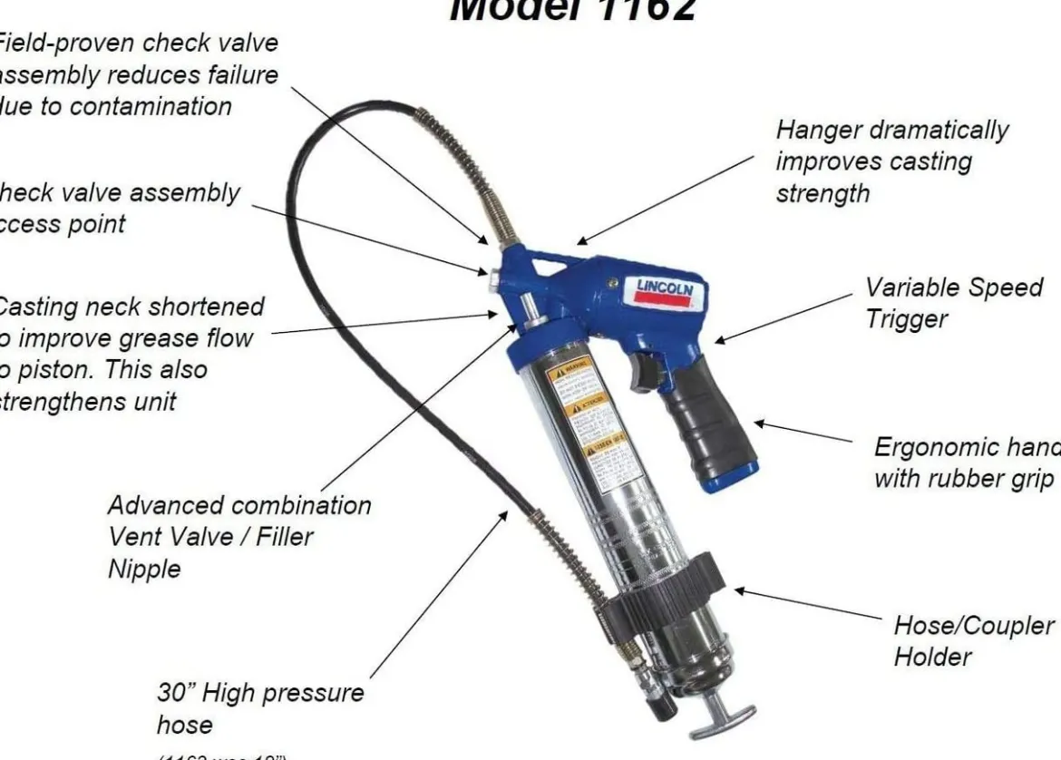Lincoln 1162 Fully Automatic Heavy Duty Pneumatic Grease Gun, Air-Operated, Variable Speed Trigger