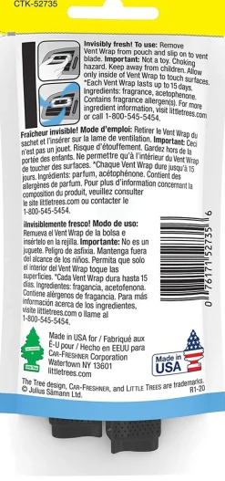 Little Trees CTK-52735-24 Air Car Freshener Vent Wrap Summer Linen, 4-Pack
