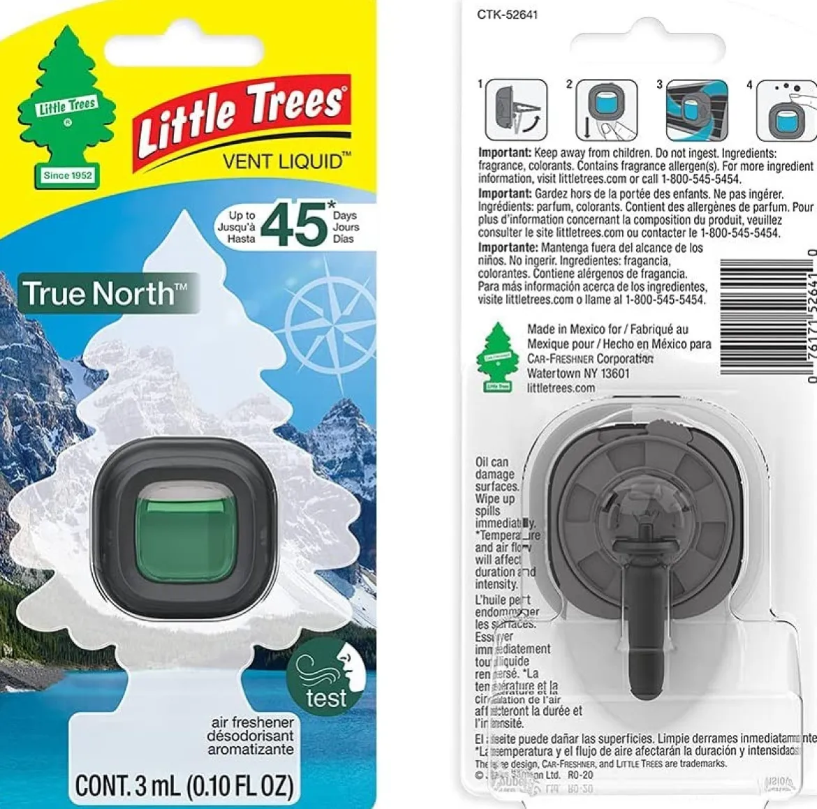 Little Trees CTK-52641-24 Air Car Freshener Vent Liquid True North, 4-Pack
