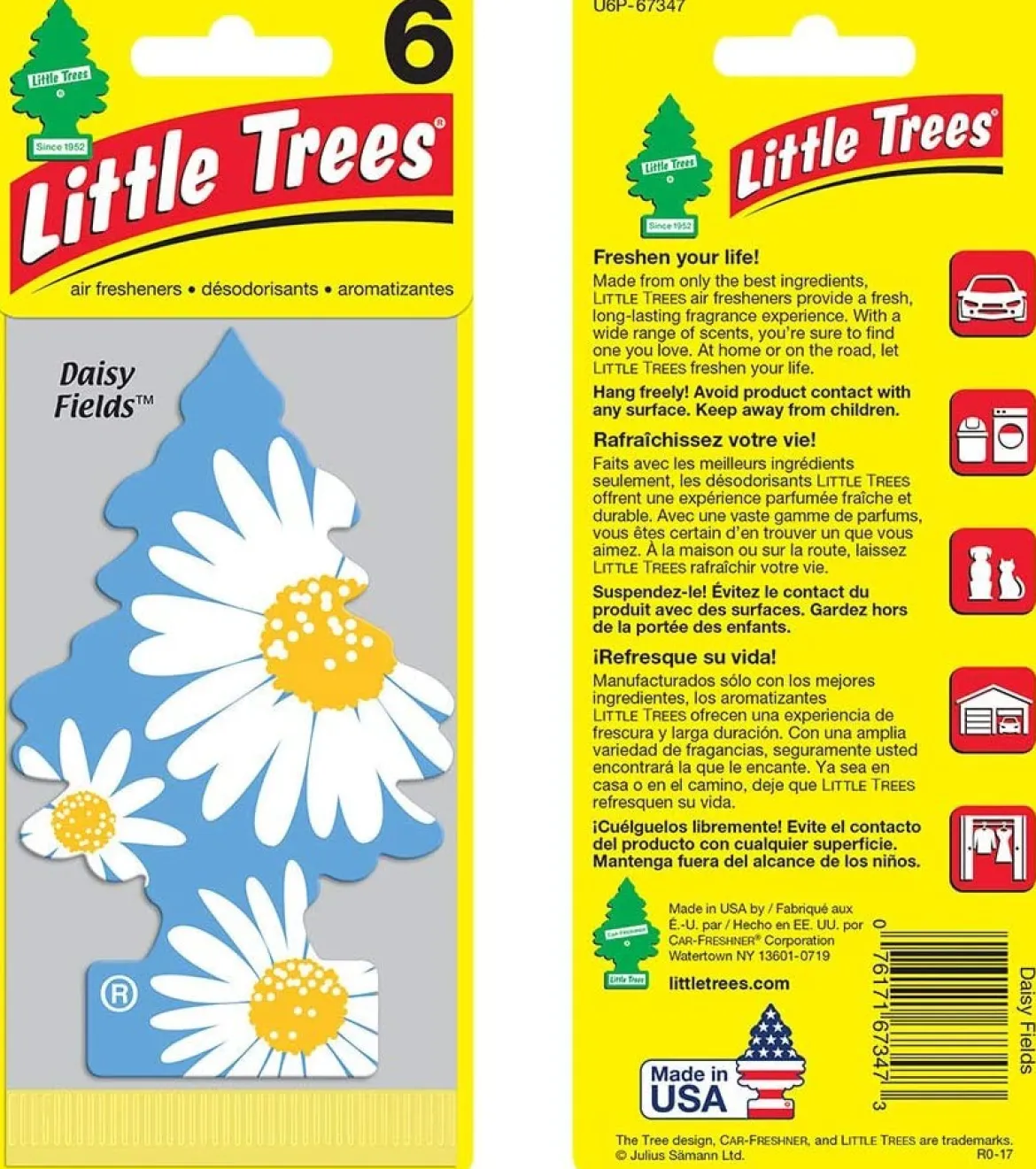 Little Trees U6P-67347 Air Car Freshener Traditional Daisy Fields, 6-Pack