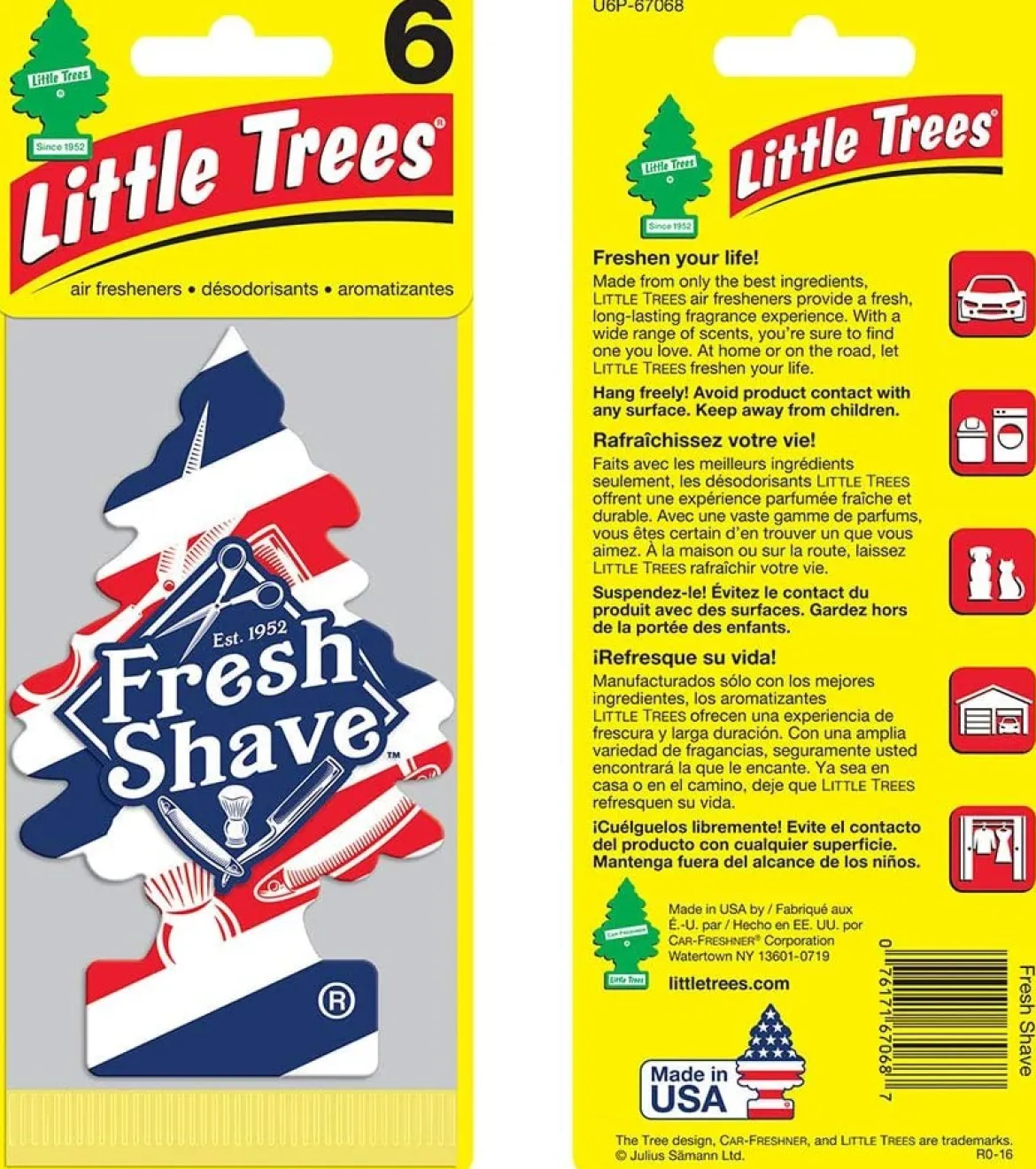 Little Trees U6P-67068 Air Car Freshener Traditional Fresh Shave, 6-Pack