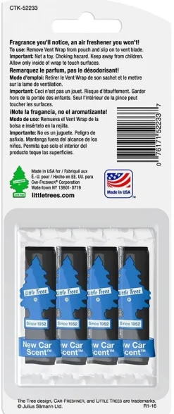 Little Trees Vent Wrap 4-Pack New Car Scent