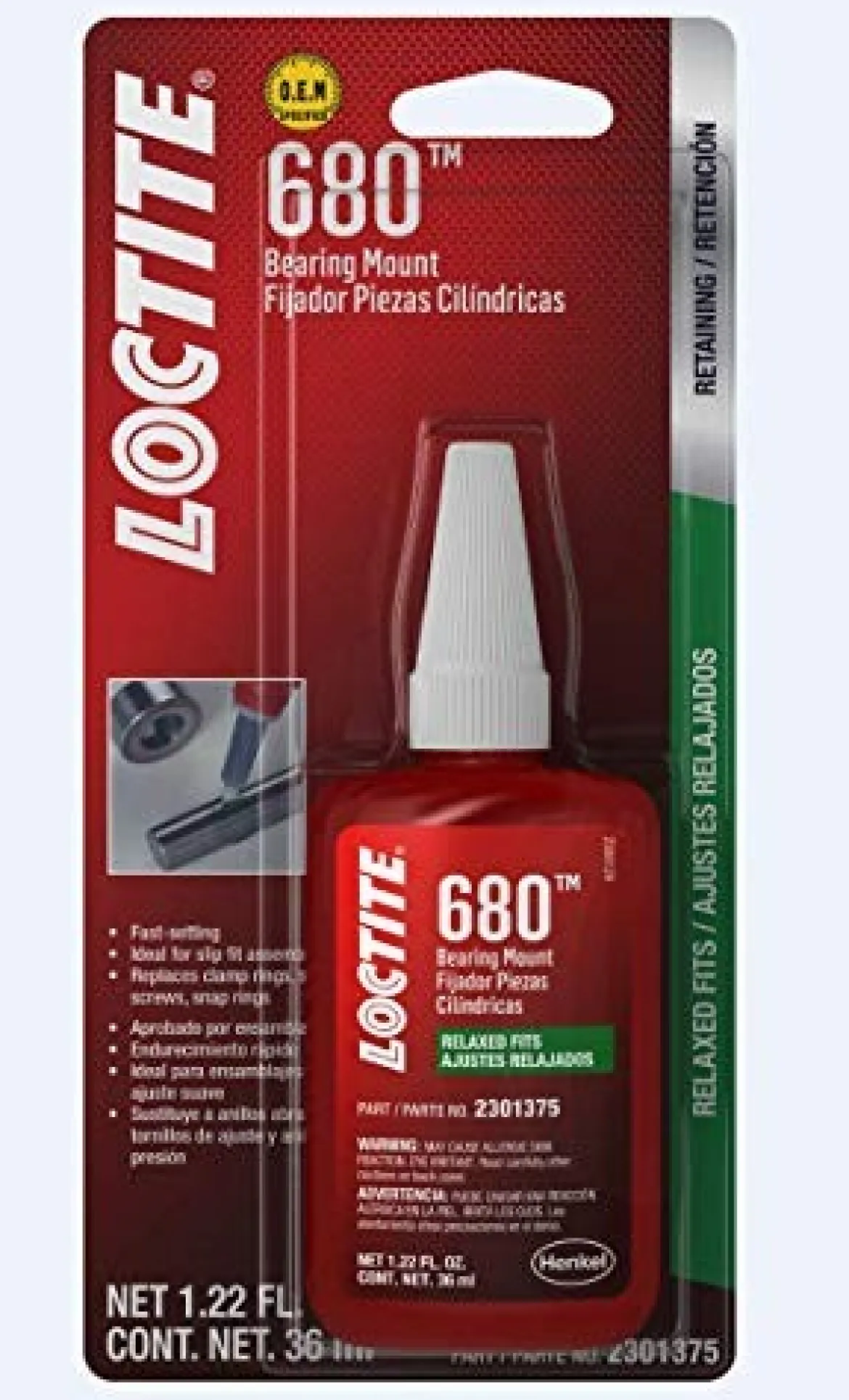 Loctite 36ml 680 High Strength Bearing Mount For Relaxed Fit (2301375)