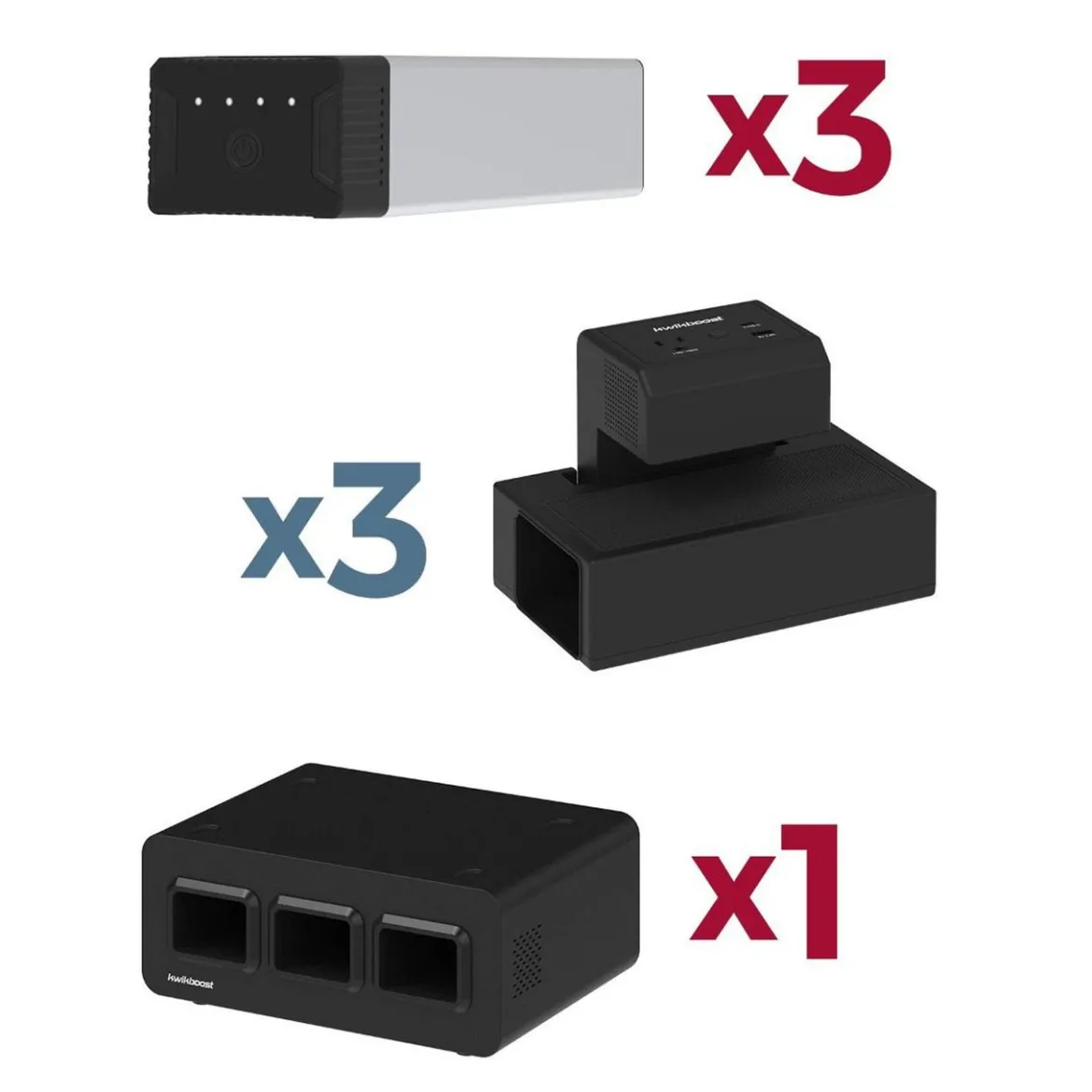 Luxor Workspaces Edgepower 3-Battery Kit: Clamp-On Charger, Pro (KBEP-3B3C3)