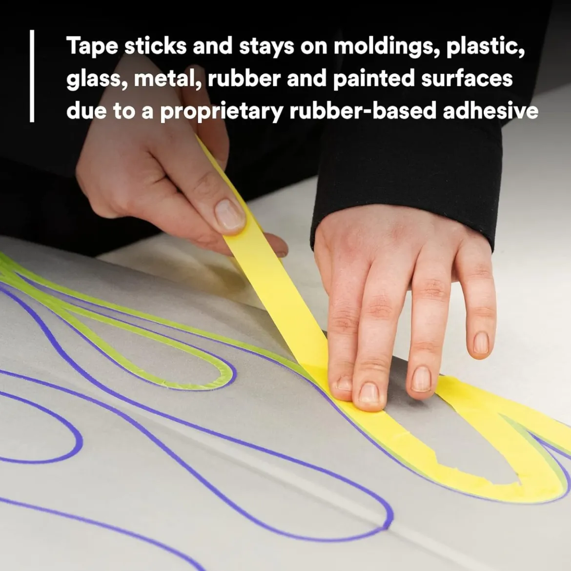 3M 06652 Automotive Refinish Masking Tape 55m Length x 18mm Width, Yellow