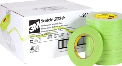 3M 26332 Scotch Performance Masking Tape 233+, 12 mm x 55 m, Green