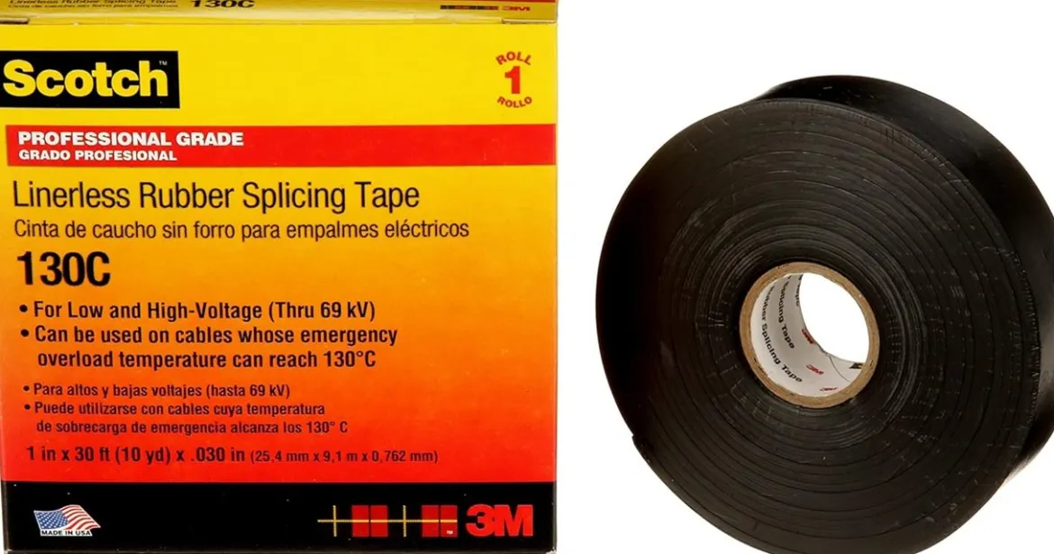 3M 2" X 30' Black Scotch Linerless Rubber Splicing Tape 130C (130C-2")