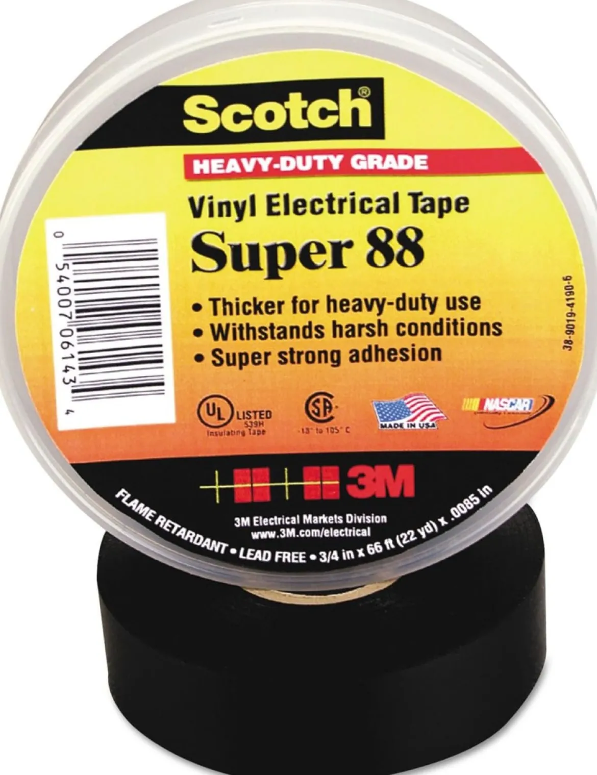 3M 3/4" X 66' Scotch Vinyl Electrical Tape Super 88 (6143)
