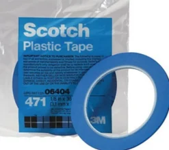 3M 1/2" x 36 Yards Blue Scotch Plastic Tape 471 (6408)