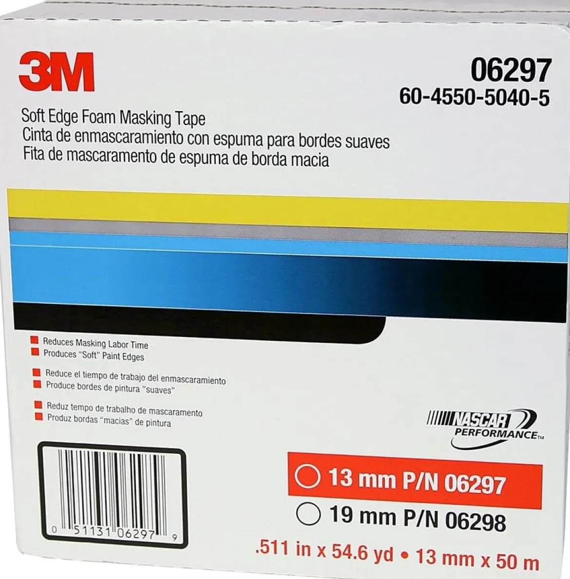 3M 13mm X 50m Soft Edge Foam Masking Tape (6297)