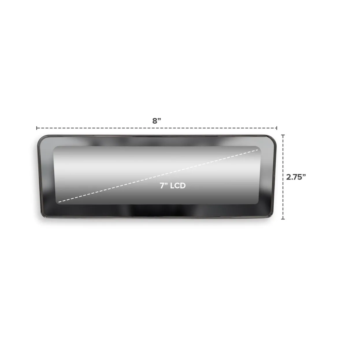 Master Tailgaters 8" OEM Frameless Rear View Mirror with 7" LCD Screen | Rearview Universal Fit Mount | 4 Video Inputs | Auto Adjusting Brightness LCD | Anti Glare | Full Original Mirror Replacement (MR-72-P1)