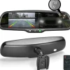 Master Tailgaters 10.5" OEM Rear View Mirror with 4.3" LCD Screen + Dimming + Adjustable Guide Lines + Compass & Temperature | Rearview Universal Fit | Auto Adjusting Brightness LCD | Anti Glare | Original Mirror Replacement (MR-43-A2DTC)