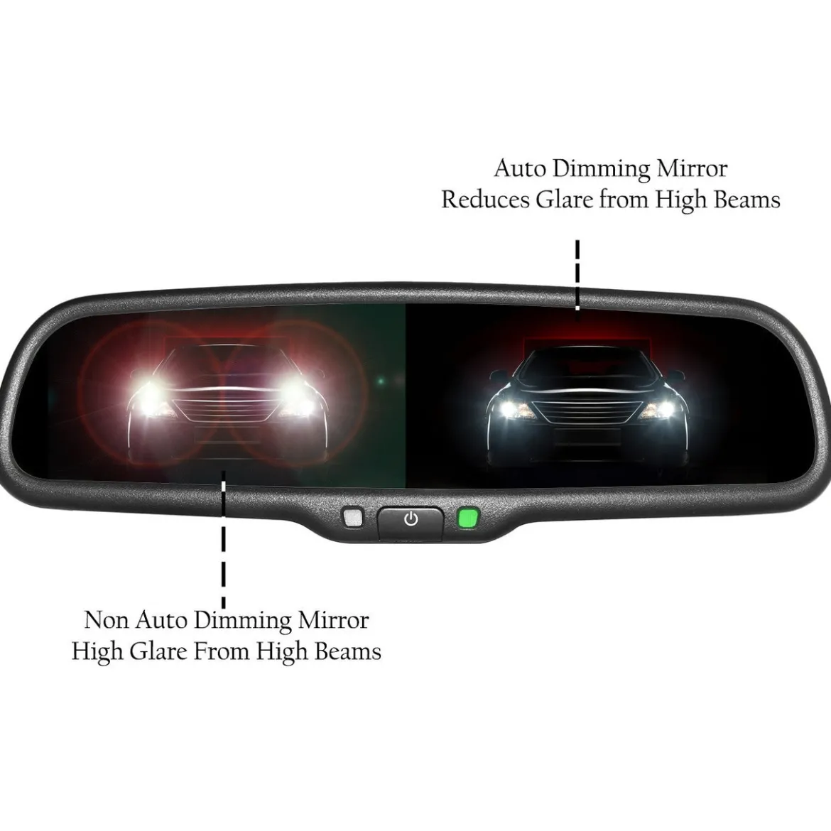 Master Tailgaters 10.5" OEM Rear View Mirror with 4.3" LCD Screen + Dimming + Adjustable Guide Lines + Compass & Temperature | Rearview Universal Fit | Auto Adjusting Brightness LCD | Anti Glare | Original Mirror Replacement (MR-43-A2DTC)