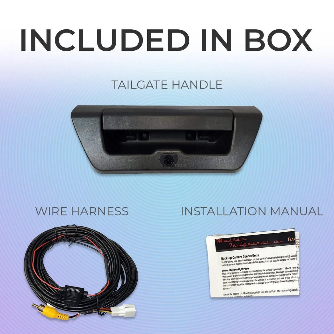 Master Tailgaters Ford F150 (2015-2017) Black Replacement Tailgate Handle with Backup Camera (No Key Hole) (MT-F15015B-KHP)