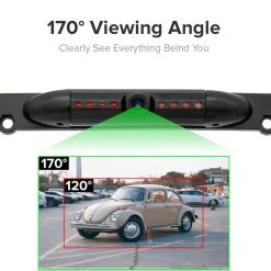 Master Tailgaters License Plate Frame Front or Backup Camera with 8 IR LED Night Vision, Metal Construction, 170Â° Wide Angle Camera, Waterproof (MC-L2)