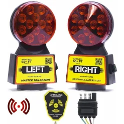 Master Tailgaters Wireless Trailer Tow Lights - Magnetic Mount - 65 Feet Range - 4 Pin Flat Blade Connection (MT-WT02)