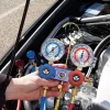 Mastercool 98661-PRO Blue R134a and R12 Dual Manifold Gauge Set with 2 Sets 60" Hoses, Manual Couplers & Tap - USA Made