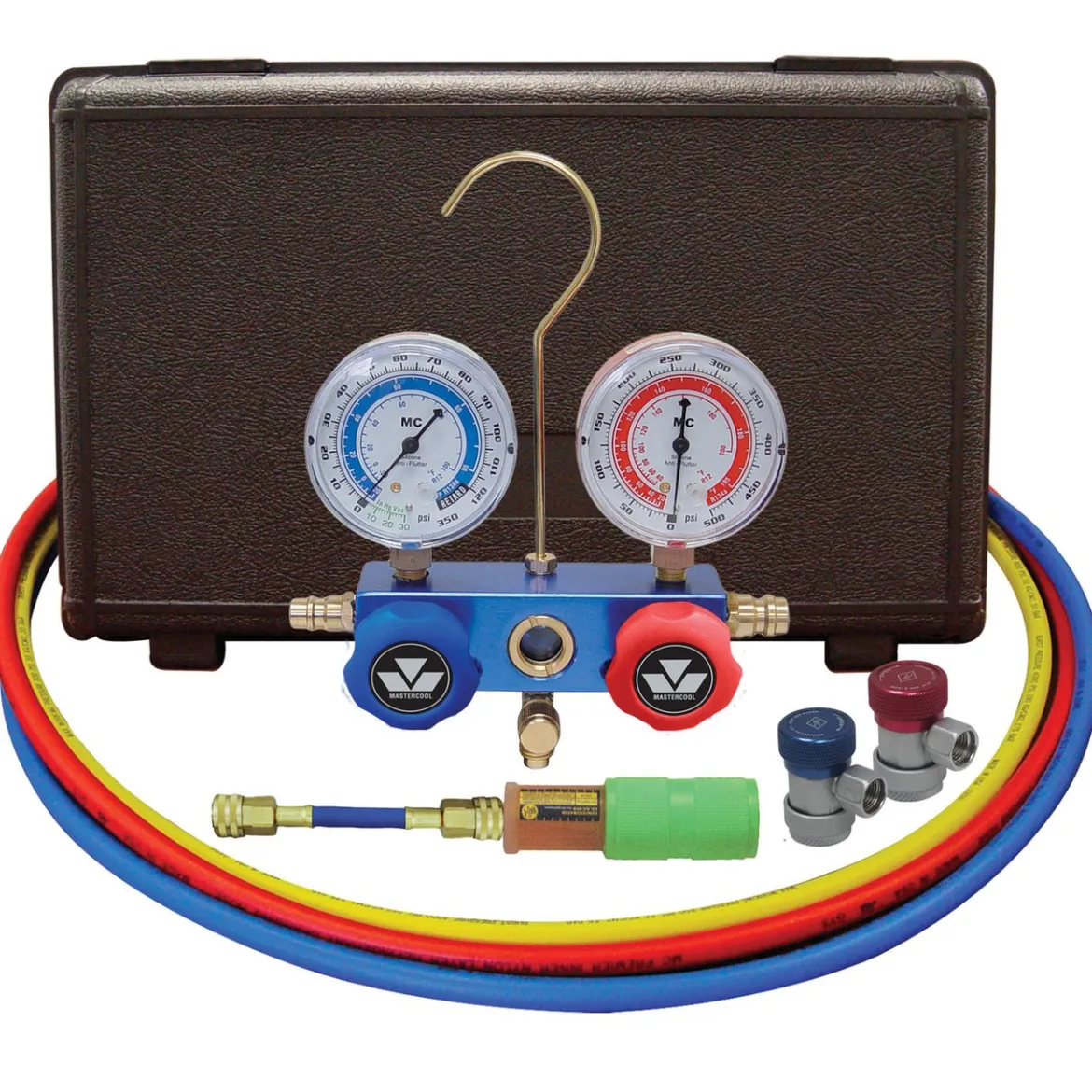Mastercool 89661-UV 134A Aluminum Manifold Gauge Set with 60" Hoses and Manual Couplers