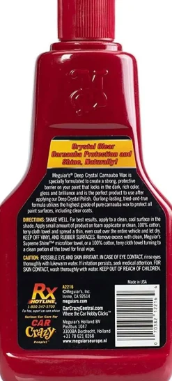 Meguiar's Deep Crystal Carnauba Liquid Wax 16 Oz (A2216)