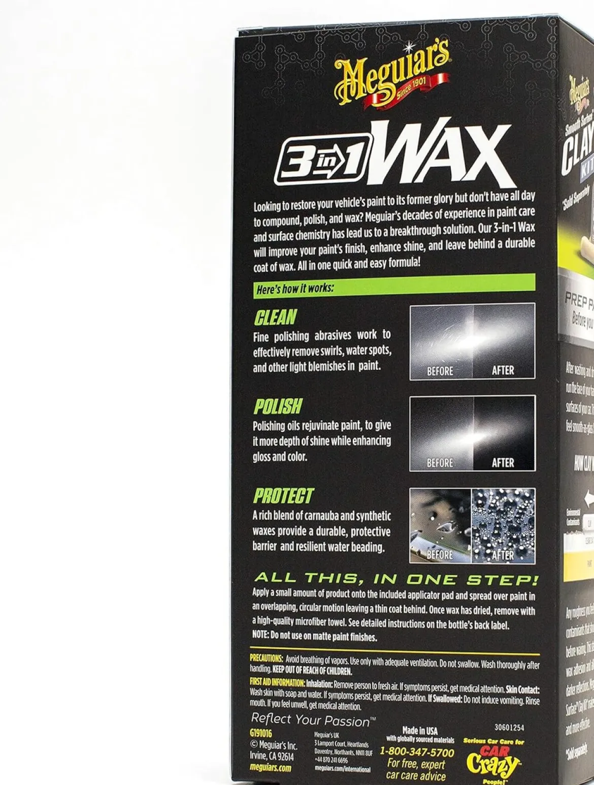 Meguiar's 3-in-1 Wax Cleaner Polish Protectant 16 Oz (G191016)